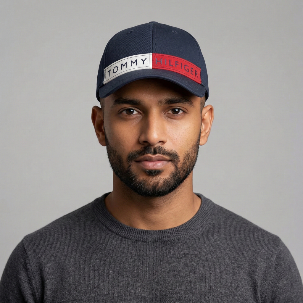Authentic Tommy Hilfiger Logo Cap – Navy Blue Adjustable Thrifted Baseball Hat