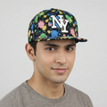 Urban 3D Embroidered NY Logo Paint Drip Flat Brim Cap