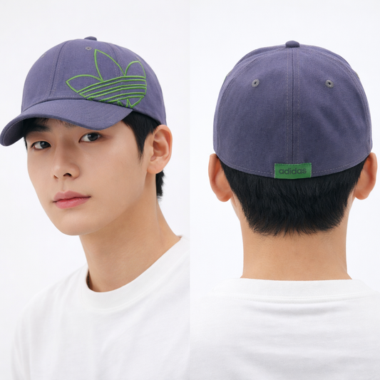 Vintage Adidas Trefoil A-Flex Thrifted Cap - Blue & Lime Green