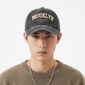 Retro Brooklyn Embroidered Graphic Cap - Acid Wash Charcoal Sport Hat