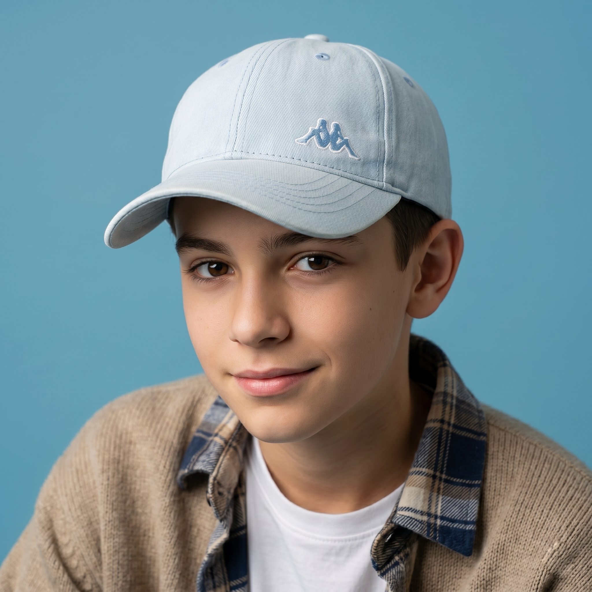 Thrifted Kappa Omini Logo Light Wash Denim Blue Cap