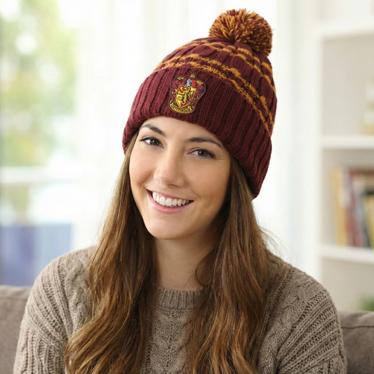 Harry Potter Gryffindor Winter Pom Thrifted Beanie | Adult Knit Cap