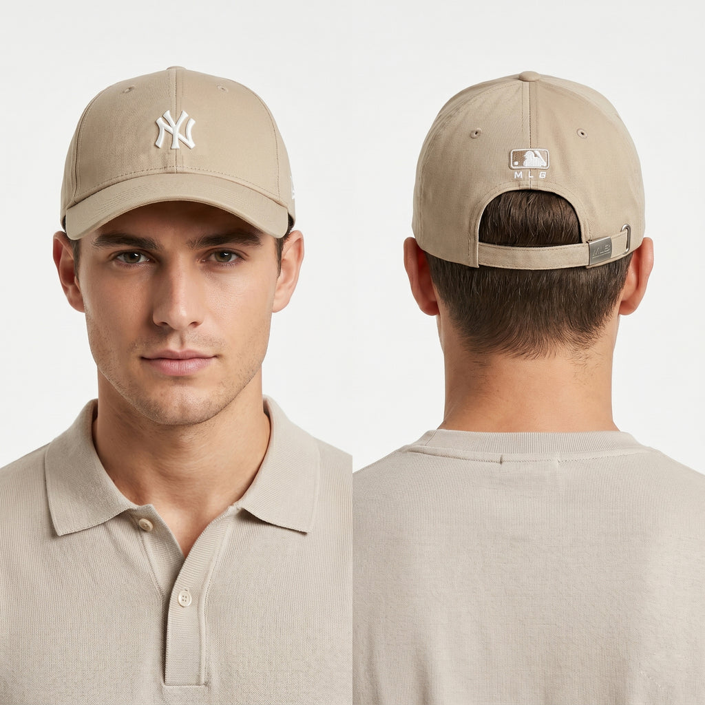 Thrifted NY Yankees Khaki Cap | MLB Strapback Baseball Hat