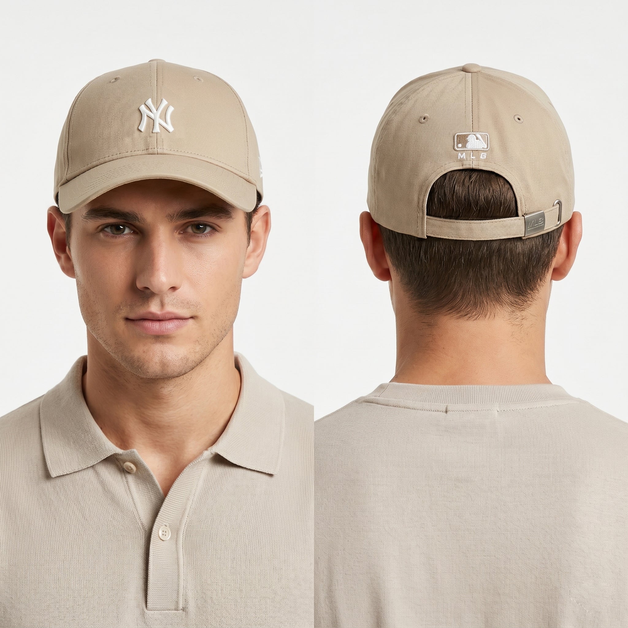 Thrifted NY Yankees Khaki Cap | MLB Strapback Baseball Hat