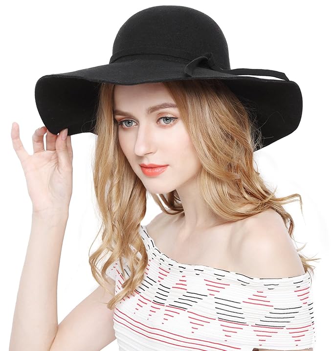 Premium Black Wool Thrifted Hat - Women's Warm Natural Knit Hat