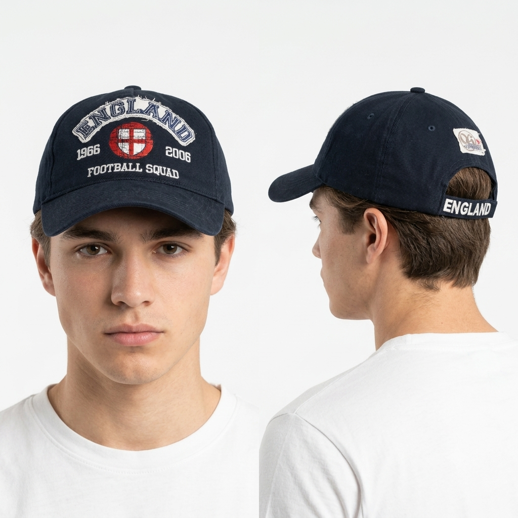 Thrifted Vintage England Football Squad Navy Strapback Cap | 10808