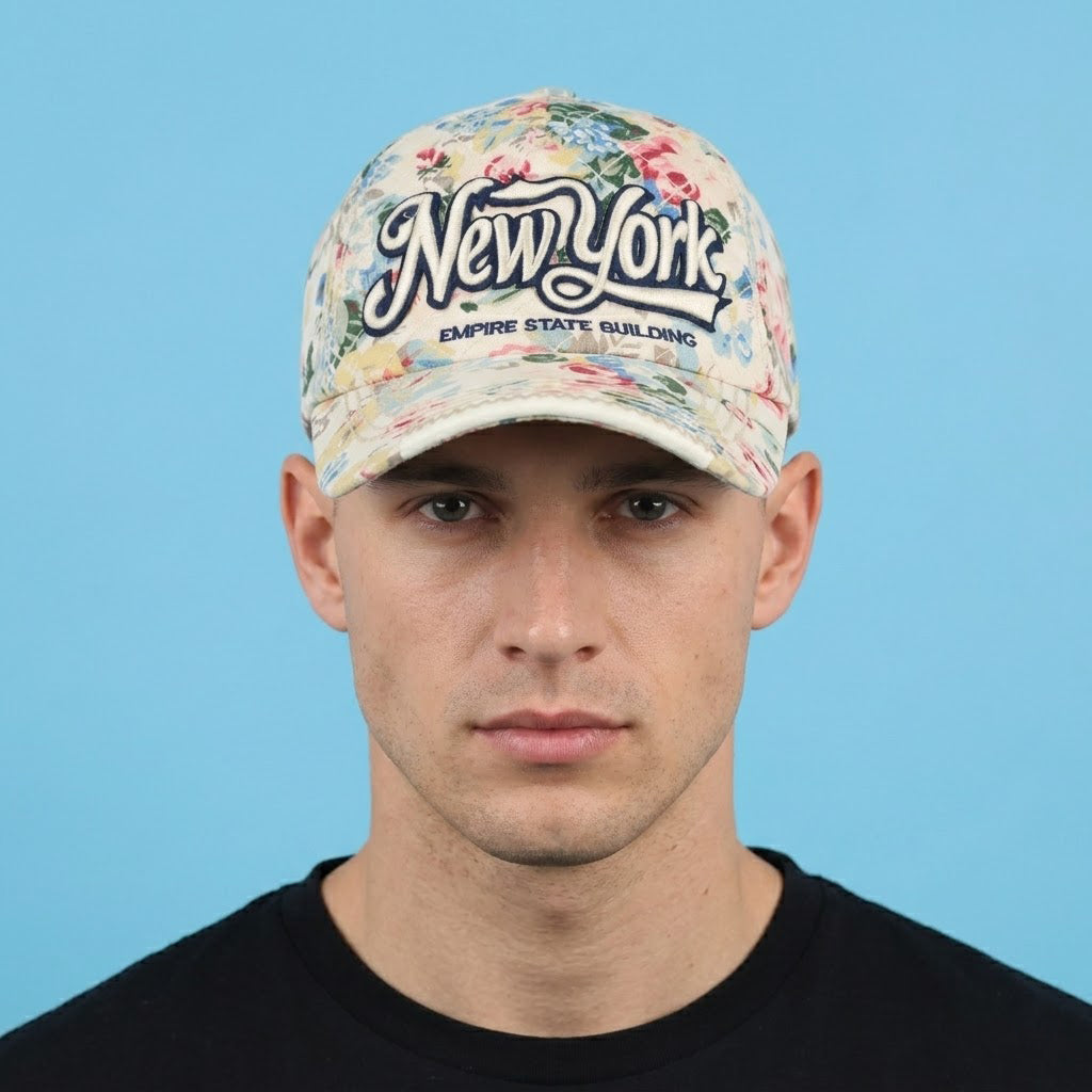 Vintage Floral New York Empire State Building Snapback Thrifted Hat
