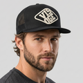 Visoge British Spirit Trucker Thrifted Hat - Black Snapback Cap with 3D Embroidery
