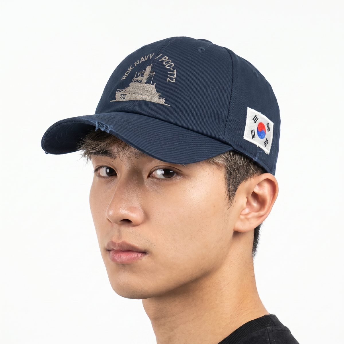Thrifted South Korean Flag ROK Navy PCC-772 Military Strapback Cap | 10024