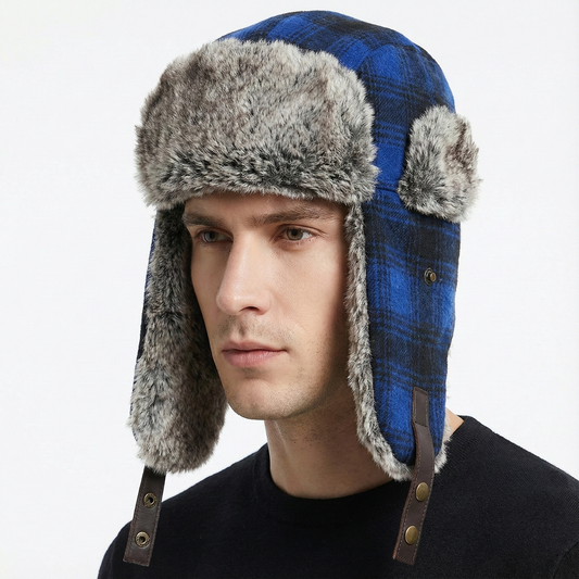 Winter Ushanka Trooper Cap – Vintage Tartan Pattern