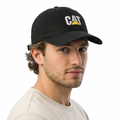 Thrifted CAT Caterpillar Black Industrial Strapback Dad Hat | 10766