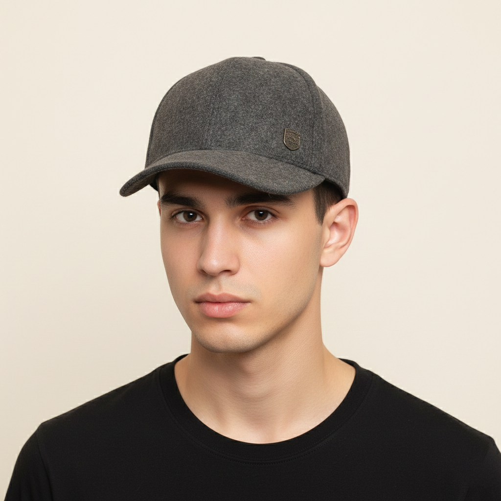 Pengtu Outdoor Charcoal Grey Woolen Winter Thrifted Baseball Cap