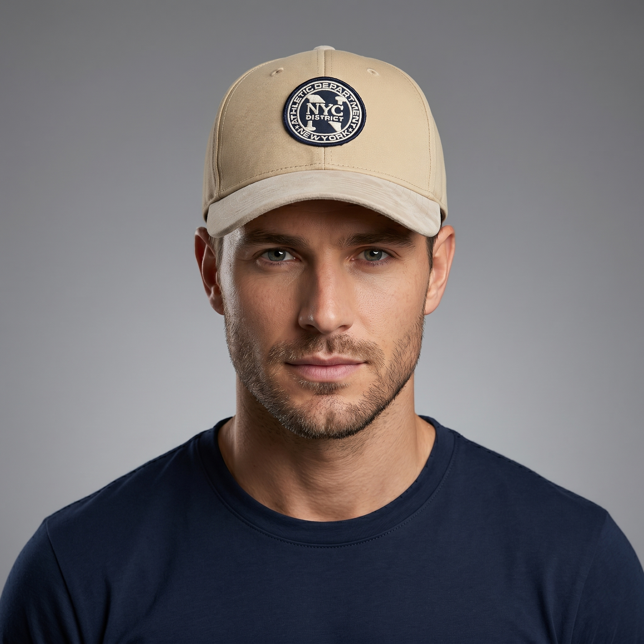 H&M Men NYC District Patch Khaki Thrifted Baseball Cap