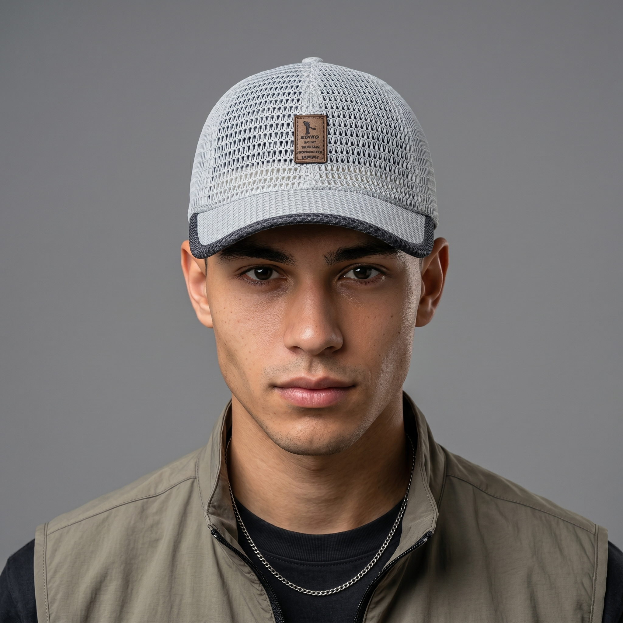 Technical Full Mesh Baseball Cap - Breathable Summer Sports Hat - Grey