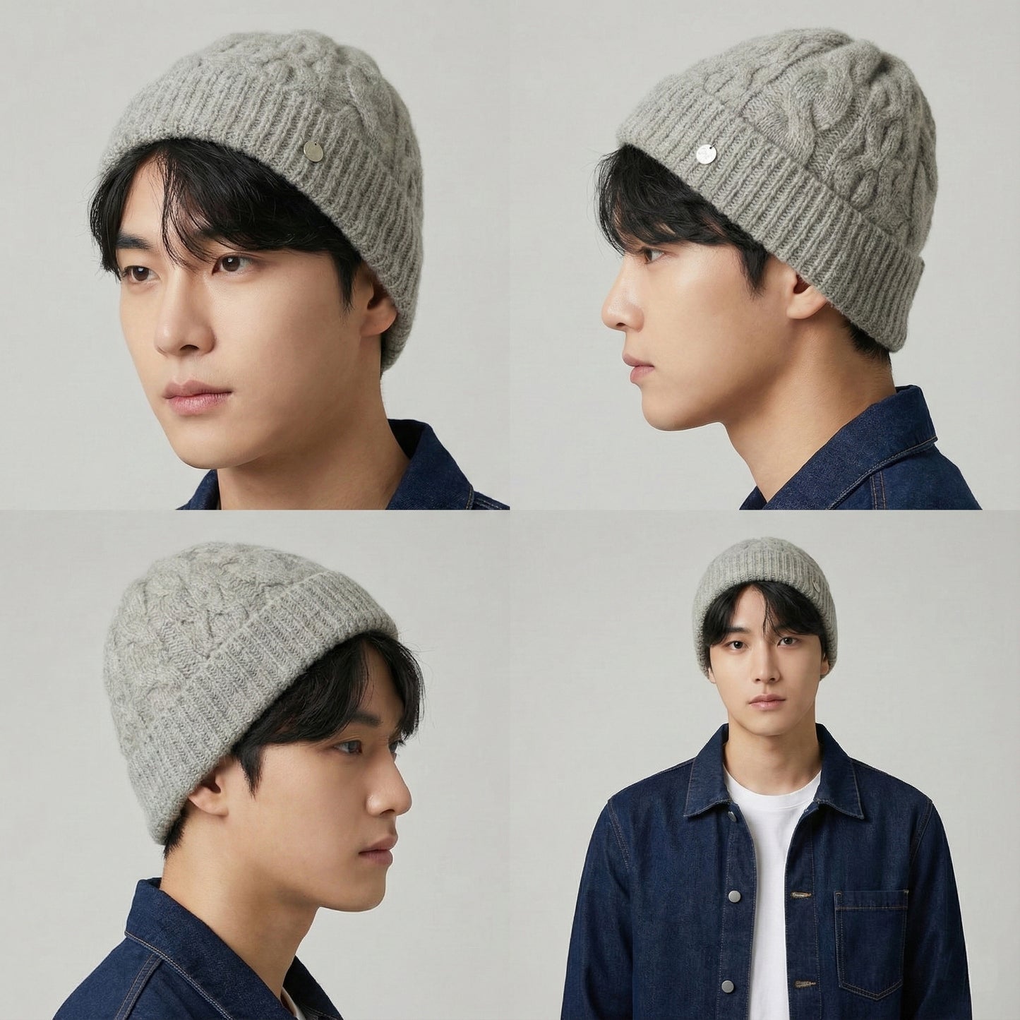 Lafuma Outdoor Beanie Korean | Soft Cable Knit Grey