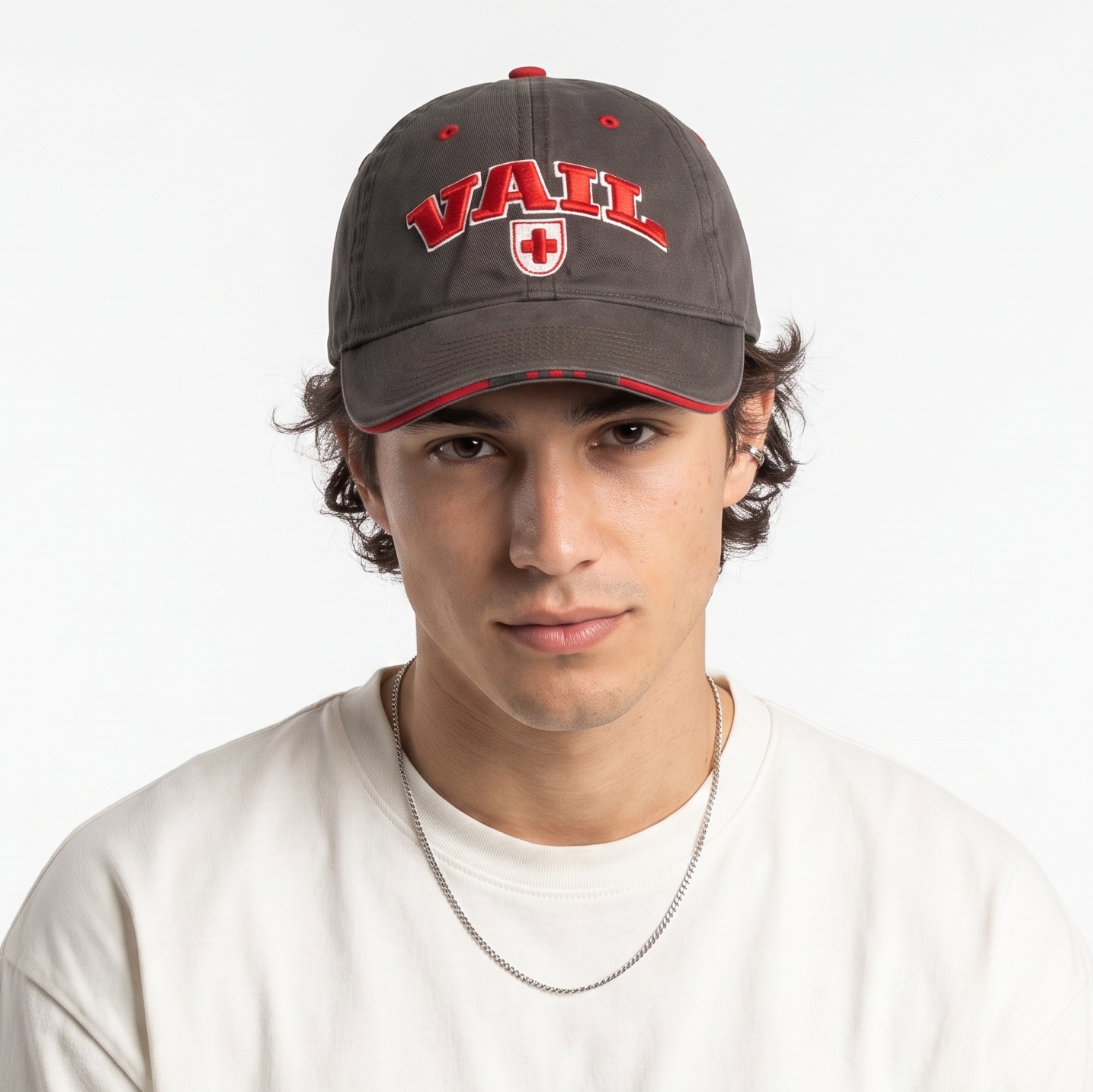 Vintage Vail Ski Resort Charcoal & Red Embroidered Dad Hat by The Game
