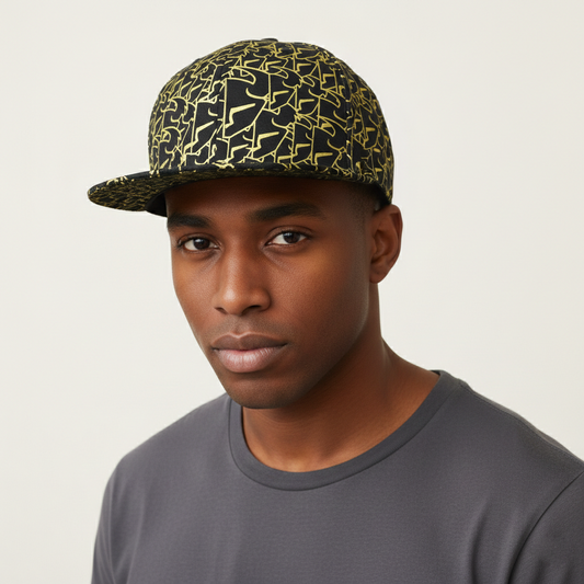 Thor Motocross Flexfit Fitted Thrifted  Hat - Black with Gold Liquid Print Graphic