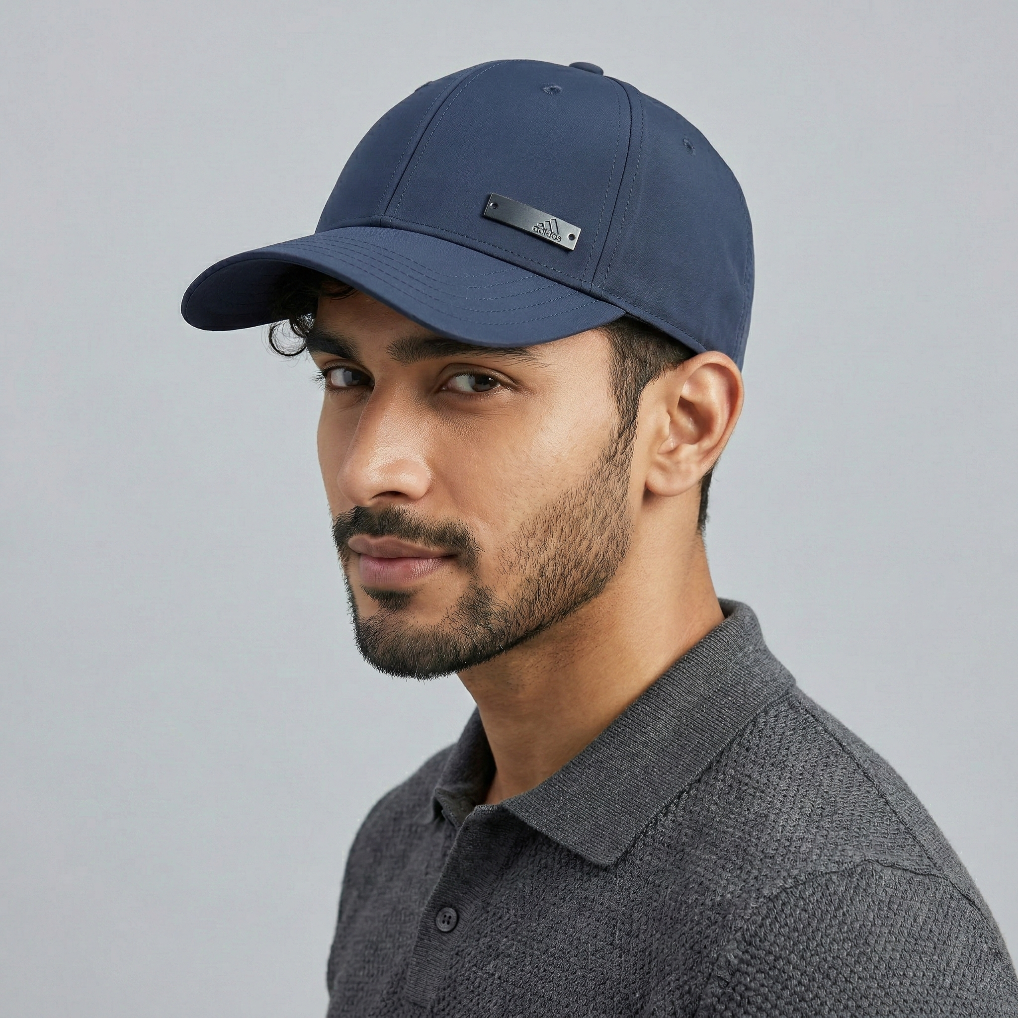 Adidas Navy Blue Thrifted Baseball Cap with Metal Logo Plate