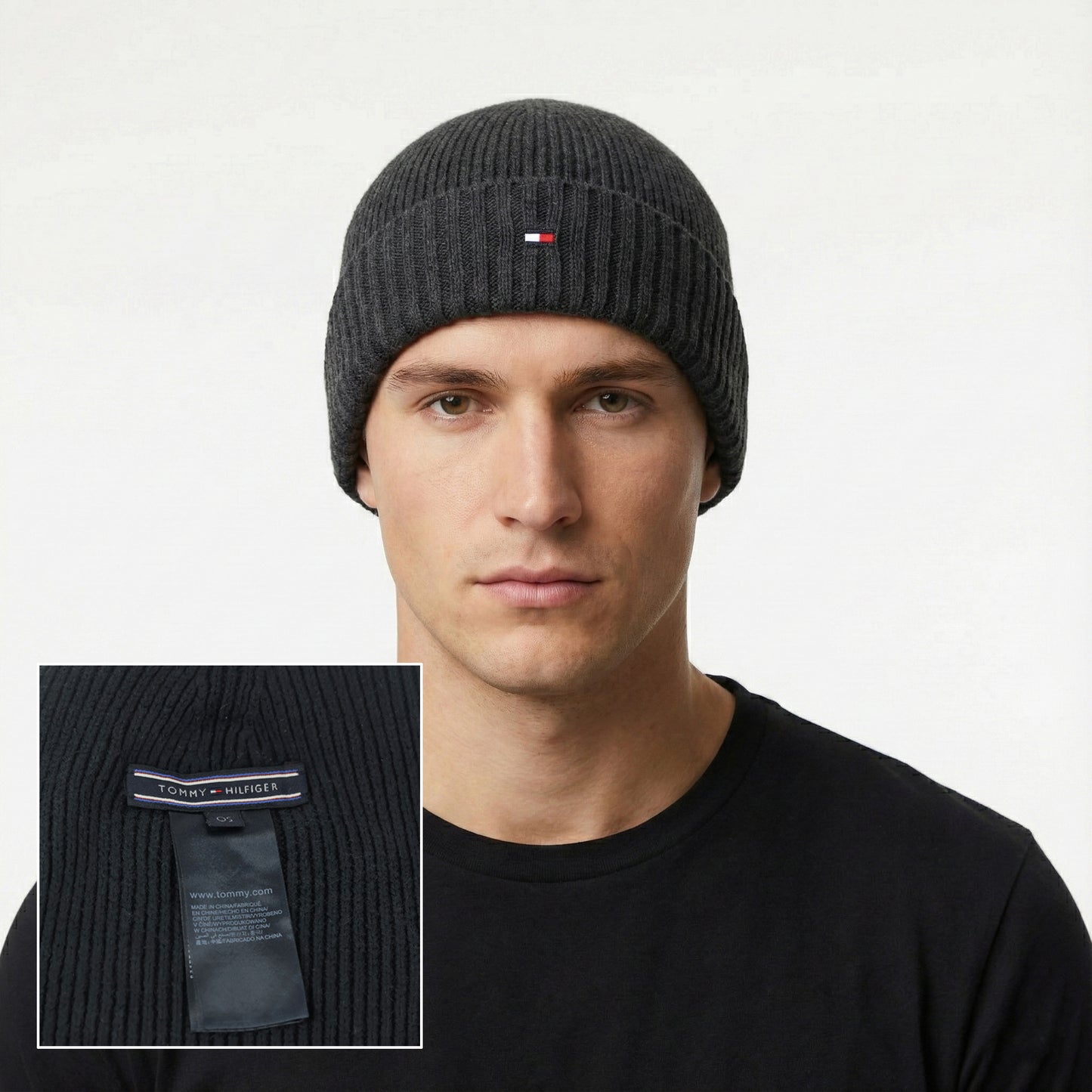 Tommy Hilfiger Essential Ribbed Thrifted Beanie - One Size Adult Warm Cap