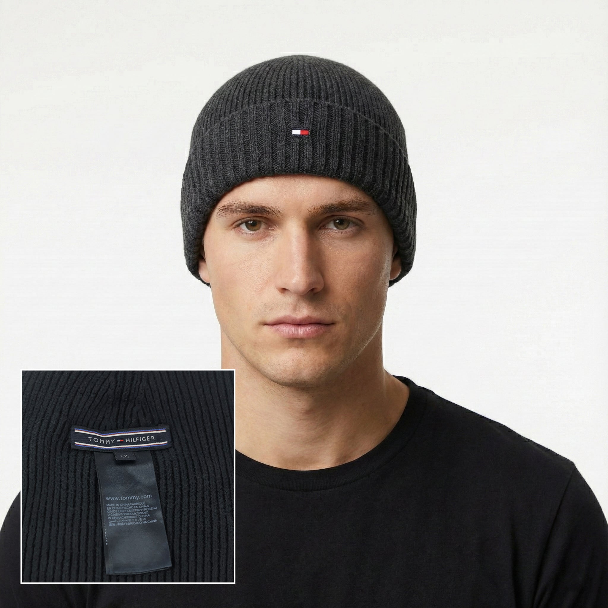 Tommy Hilfiger Essential Ribbed Thrifted Beanie - One Size Adult Warm Cap