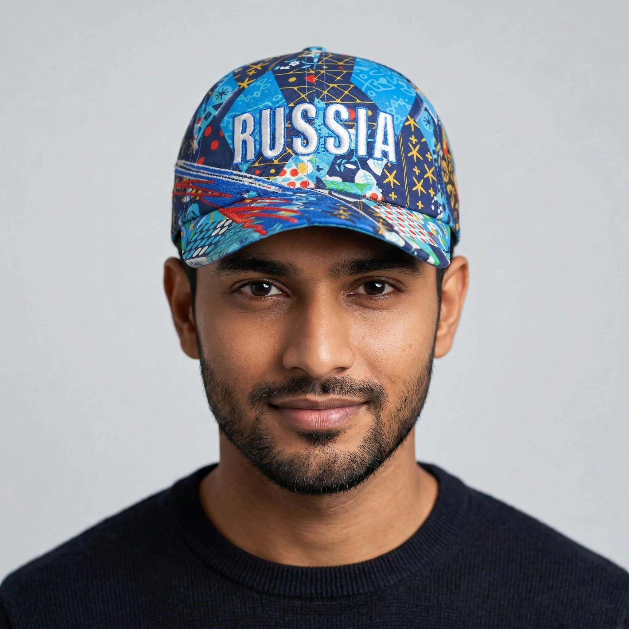 Vintage Russia Patterned Baseball Cap – Unique Multicolor Geometric Hat