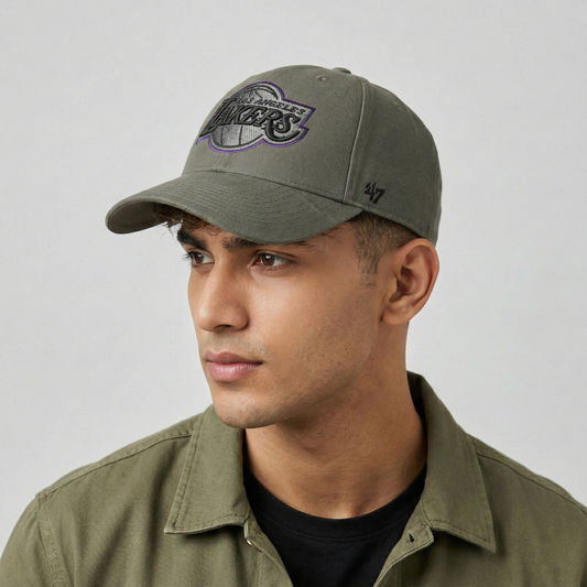 '47 Brand Los Angeles Lakers Olive Green Embroidered NBA Dad Thrifted Hat