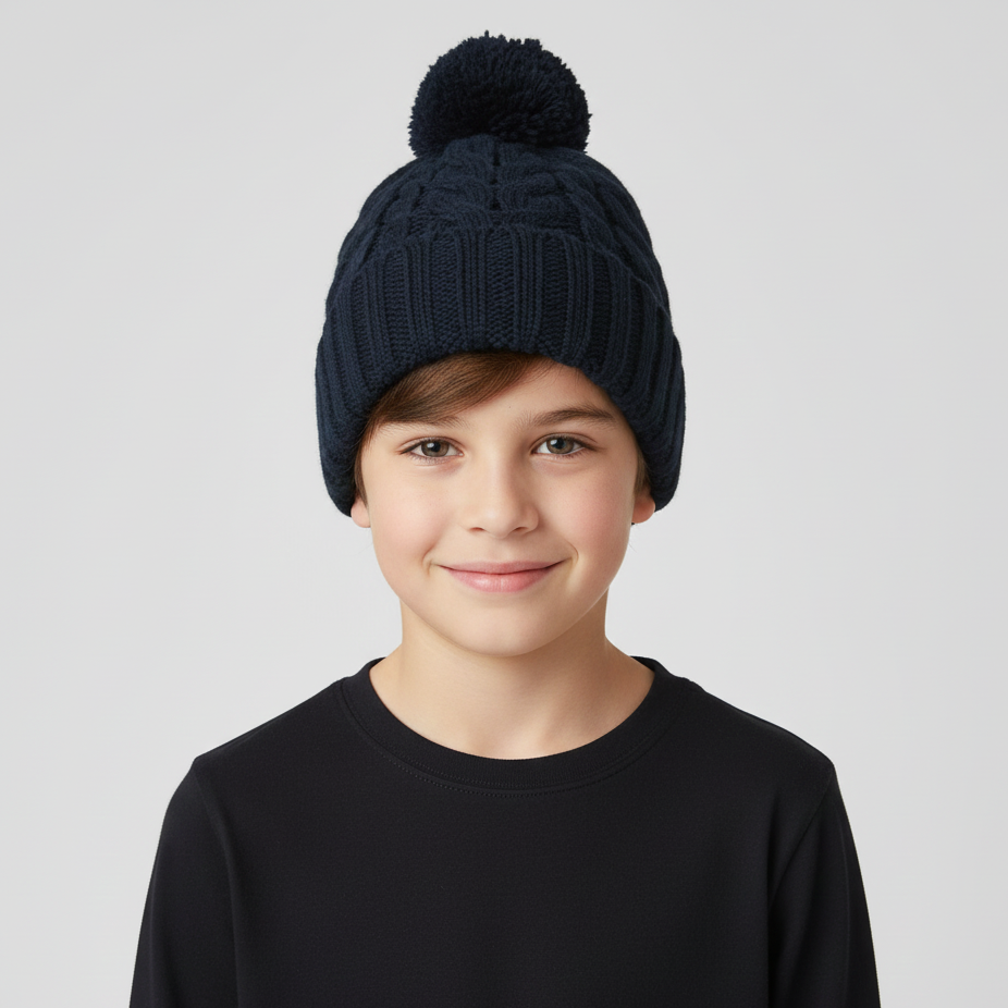 Official GAP Kids Knit Thrifted Beanie – Soft-Touch Blue Winter Cap with Logo Appliqué