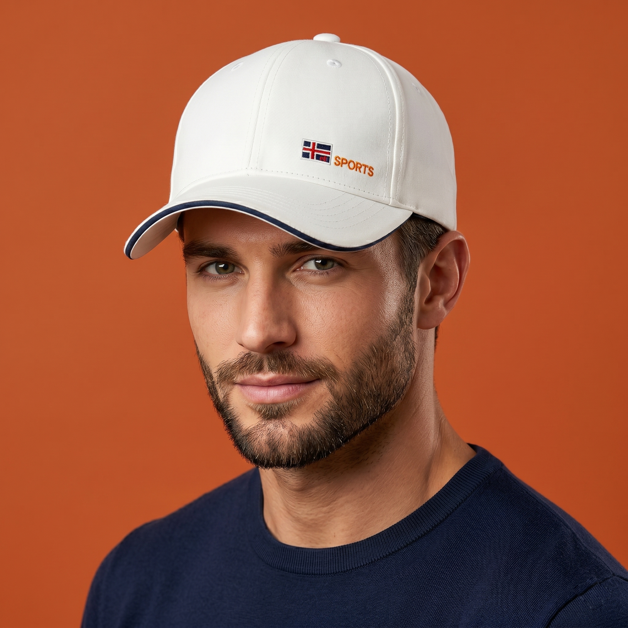 Vintage Cream Sports Cap with Flag Embroidery - Adjustable - Size 56-58cm