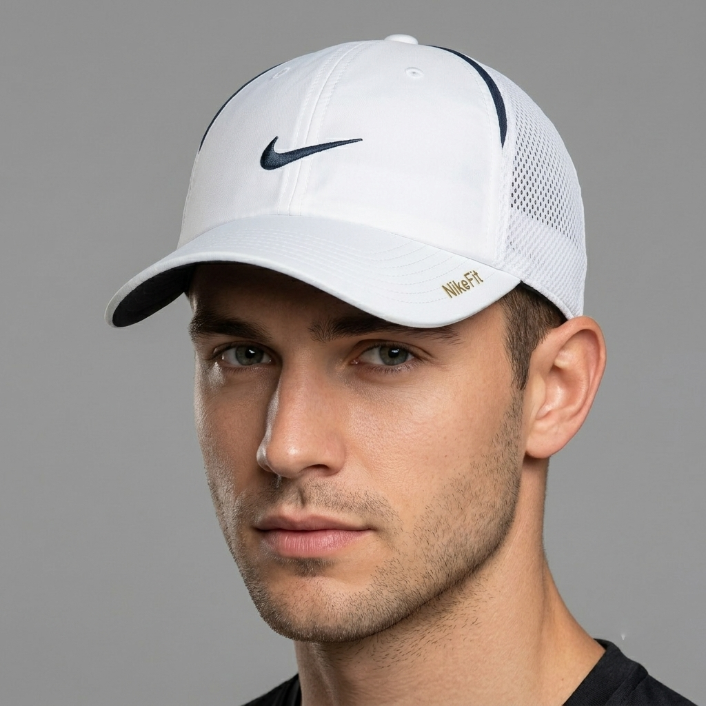 Thrifted Nike FIT Lightweight Breathable White Sport Cap | 10793