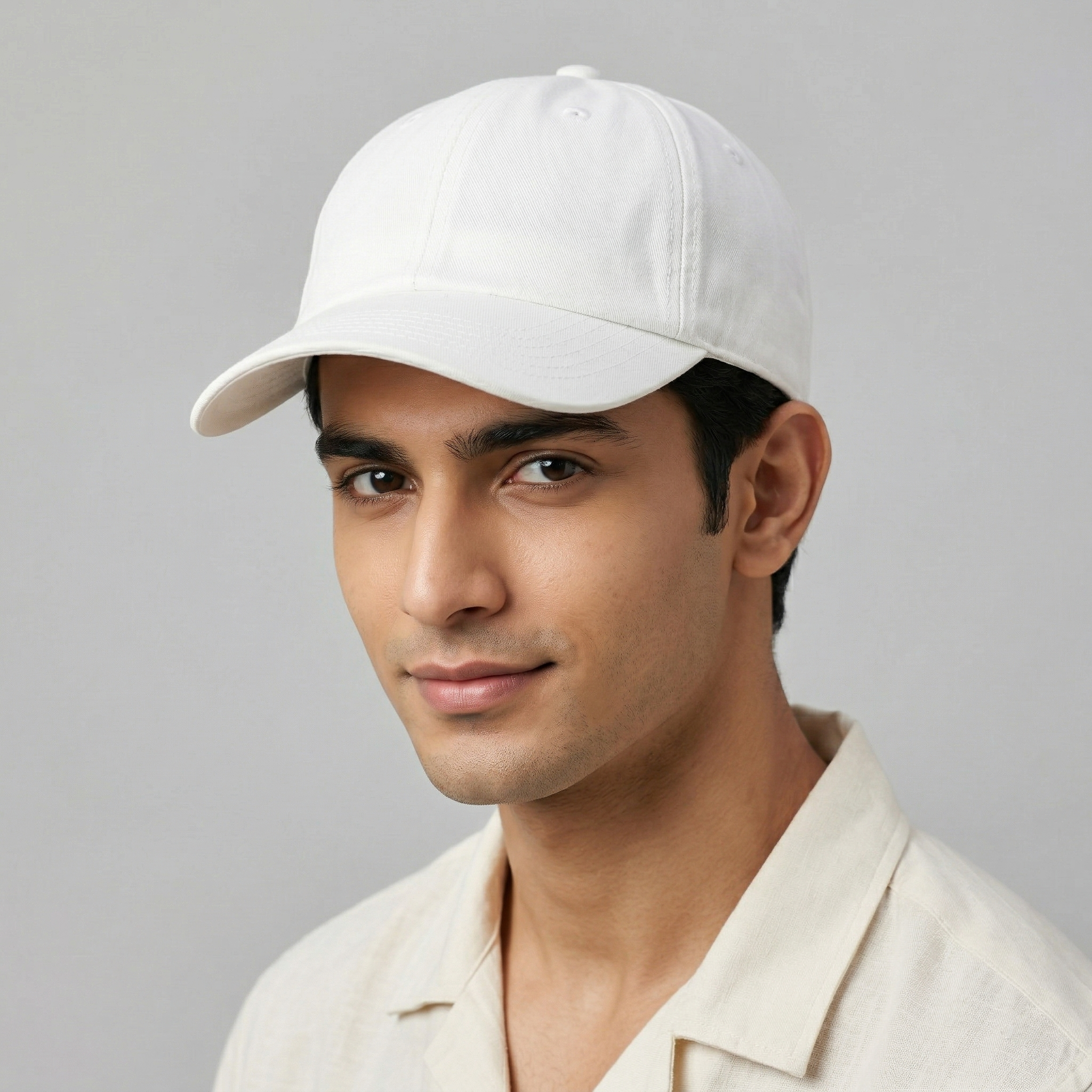 Champion Authentic Off-White Cotton Thrifted Dad Hat - Minimalist Style
