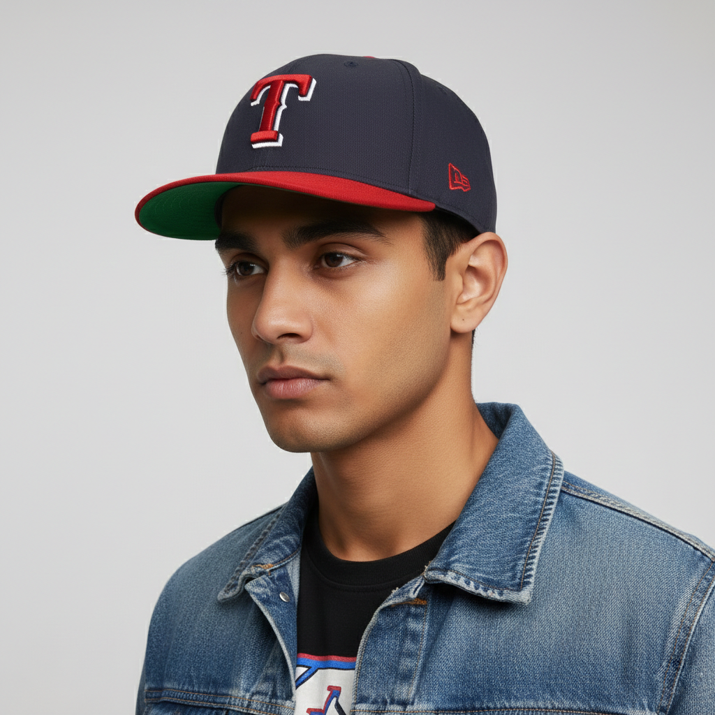 New Era 9FIFTY Texas Rangers Thrifted Snapback Cap - Navy & Red MLB Hat