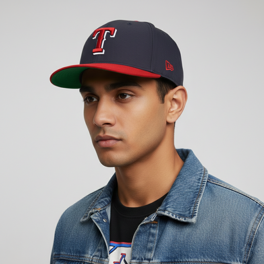 New Era 9FIFTY Texas Rangers Thrifted Snapback Cap - Navy & Red MLB Hat
