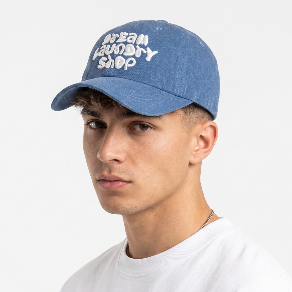 Thrifted SM Entertainment "Dream Laundry Shop" Blue Cap | Denim Look Dad Hat