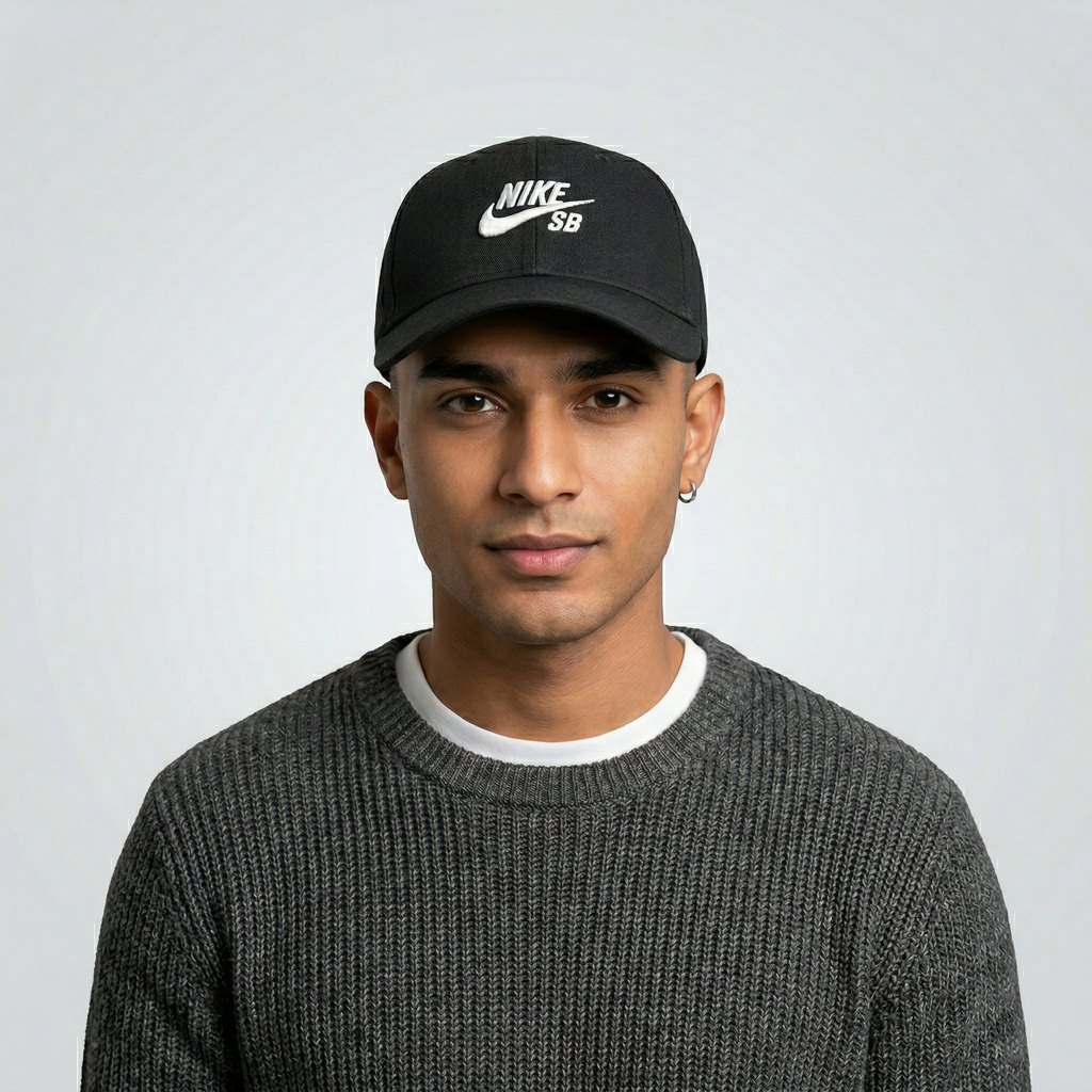 Nike SB Youth Black Thrifted Snapback Cap - Classic Embroidered Hat