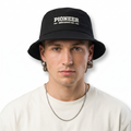 Retro Pioneer Brewing Company Casual Bucket Hat | Thrifted Black Cap 58-59cm