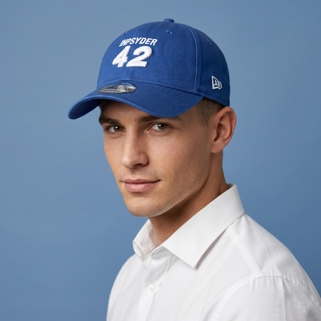 Vintage Style Inpsyder 42 Embroidered Baseball Thrifted Hat - Blue