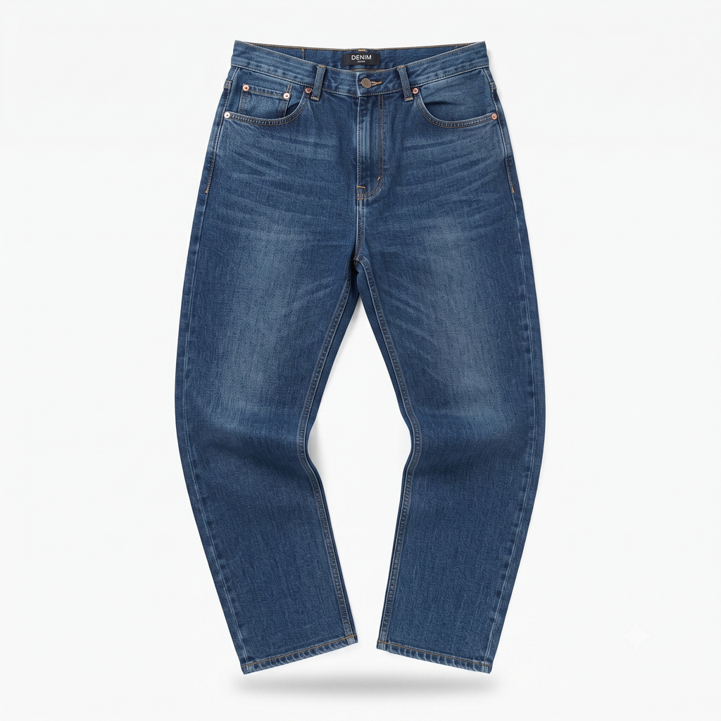 Thrifted Stretch Comfort Men's Blue Straight Leg Jeans 34 Waist/ J1023