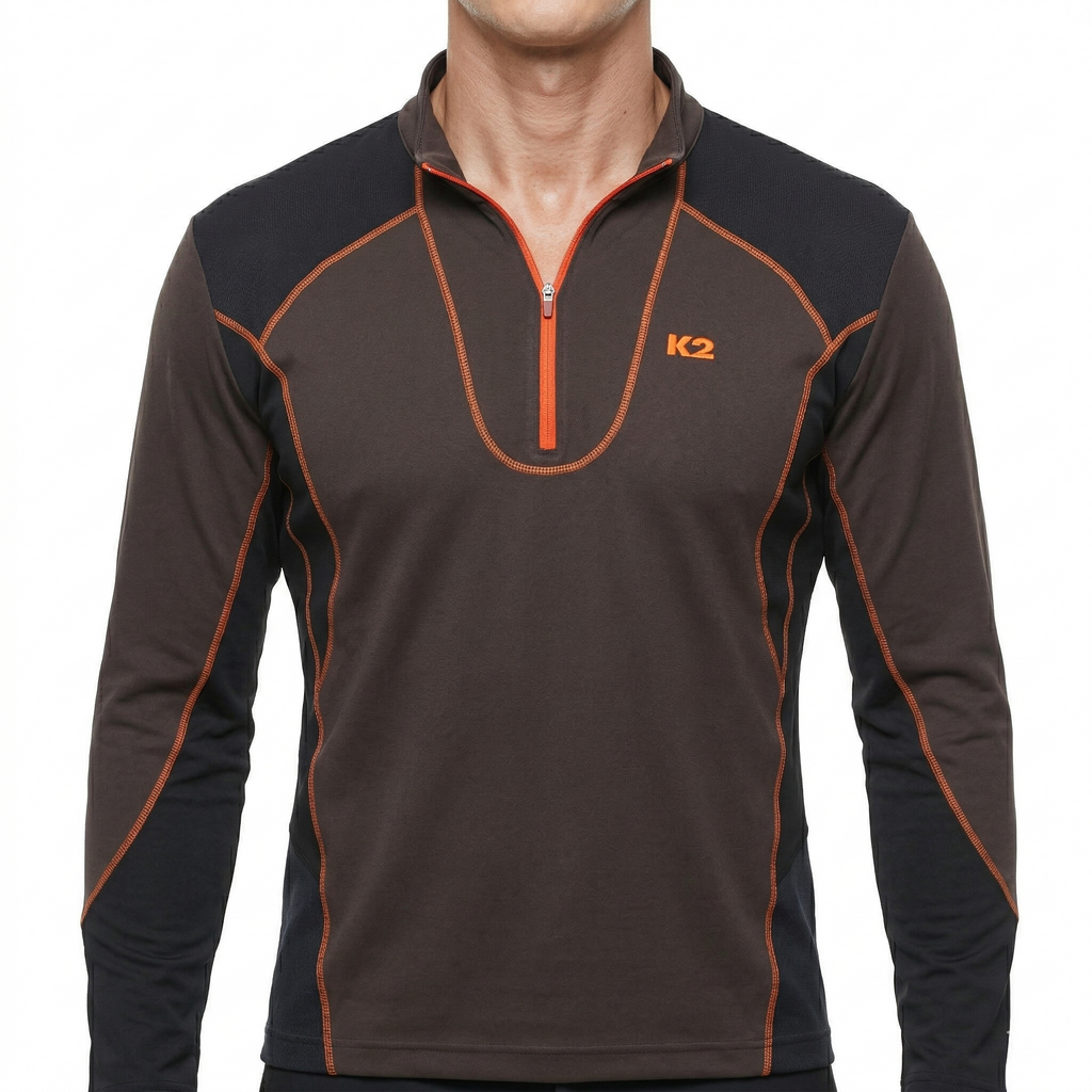 Men’s K2 Outdoor Performance Thrifted Quarter-Zip - Technical Climbing Gear - Brown