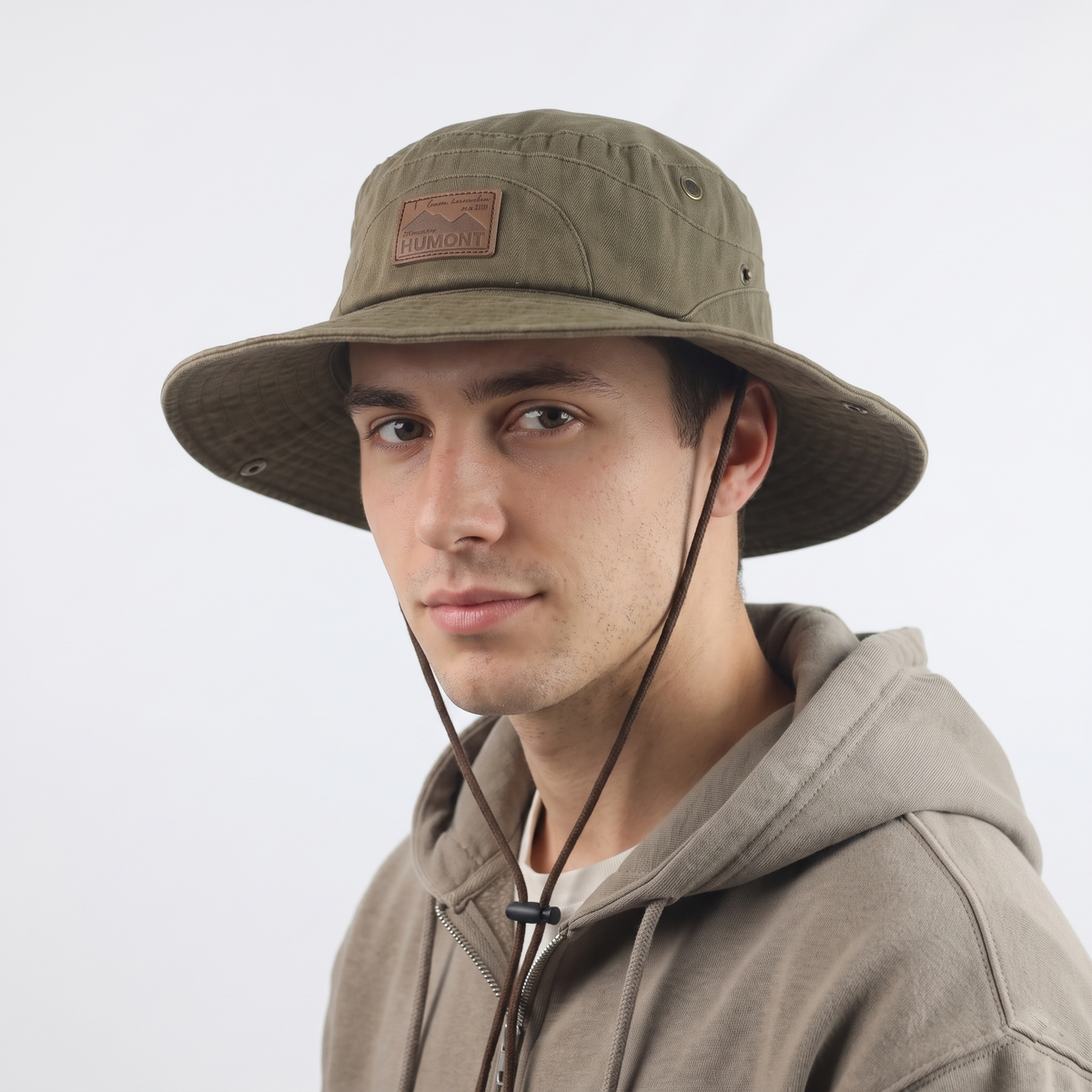 Thrifted Humont Olive Outdoor Safari Boonie Hat with Chin Cord
