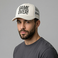 Game Over Graphic Trucker Hat - Off-White Mesh Snapback Cap