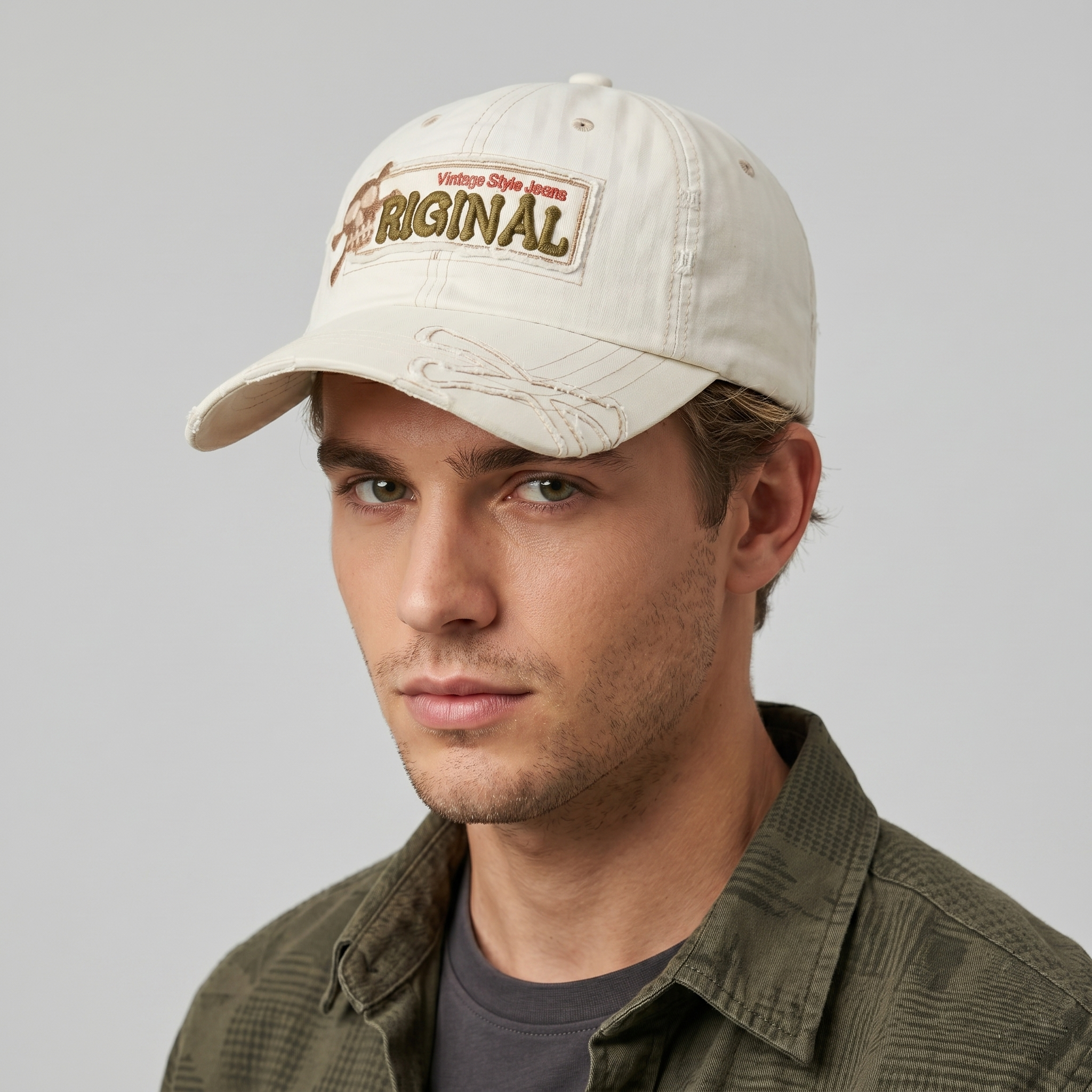 Vintage UC Berkeley Cal "Original" Distressed Cream Baseball Thrifted Cap