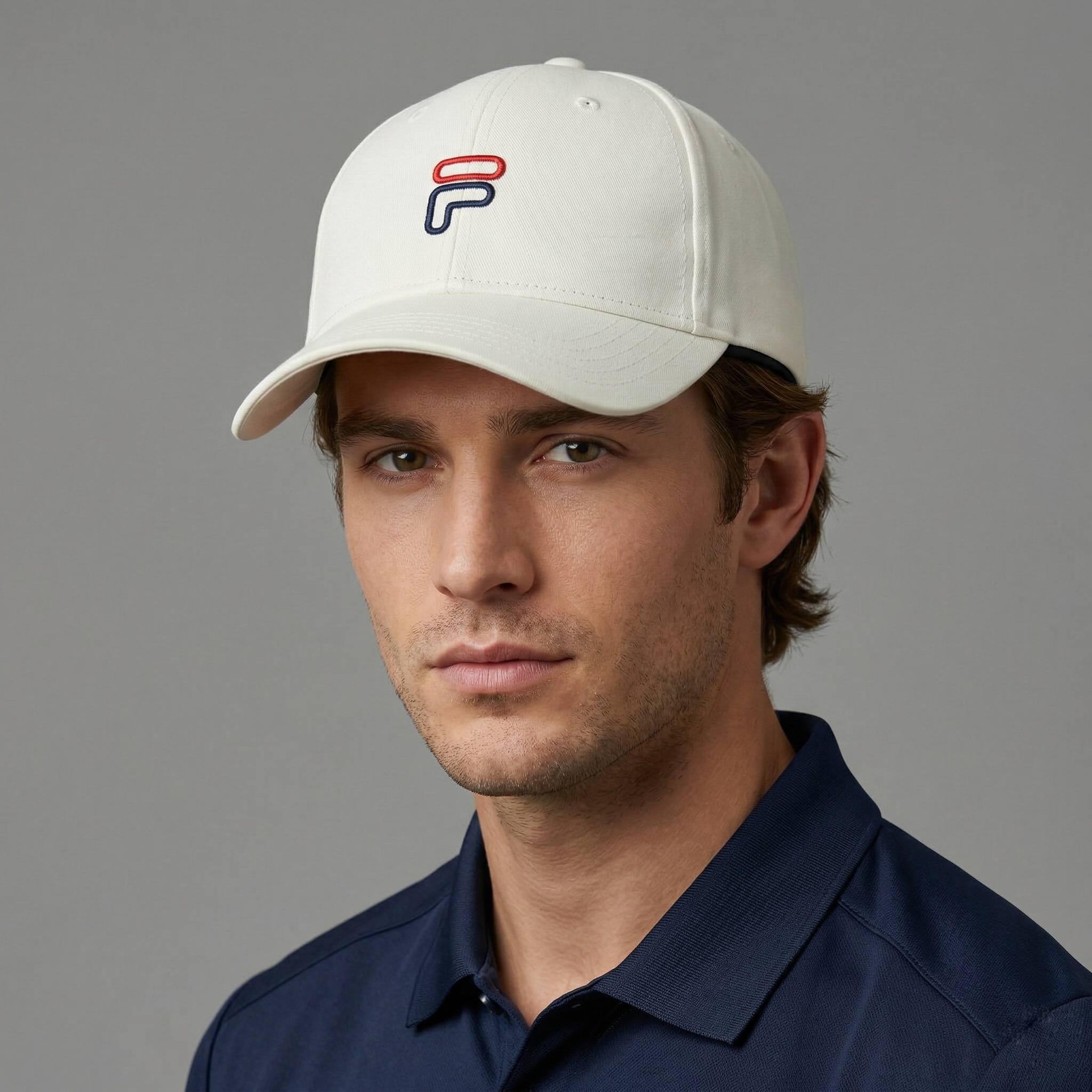Authentic Fila Embroidered Logo Thrifted Hat - Off-White (Size 57-59cm)