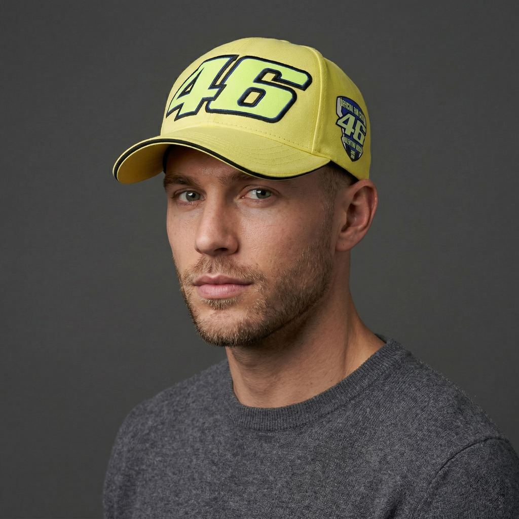 Official Valentino Rossi VR46 Fan Club Thrifted Cap - Neon Yellow Moto GP Hat