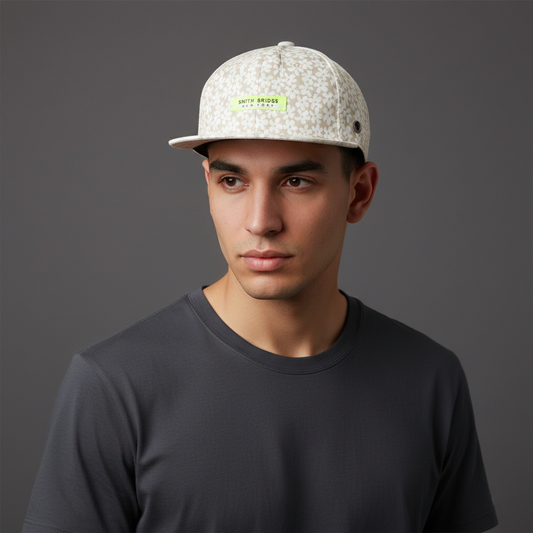 Smith Bridge New York Floral Thrifted Snapback Cap - Beige & White