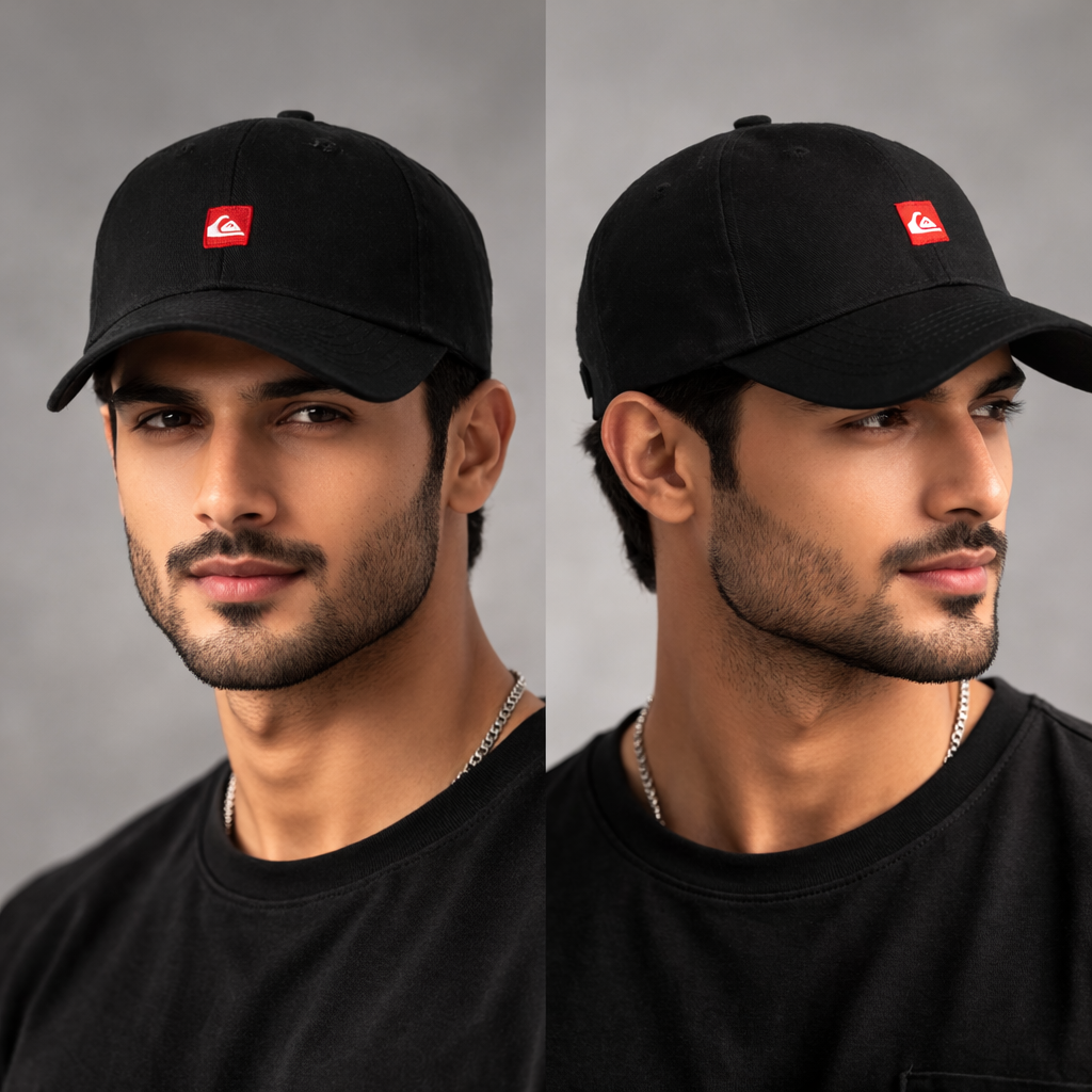 Quiksilver Red Box Logo Adjustable Thrifted Hat - Black