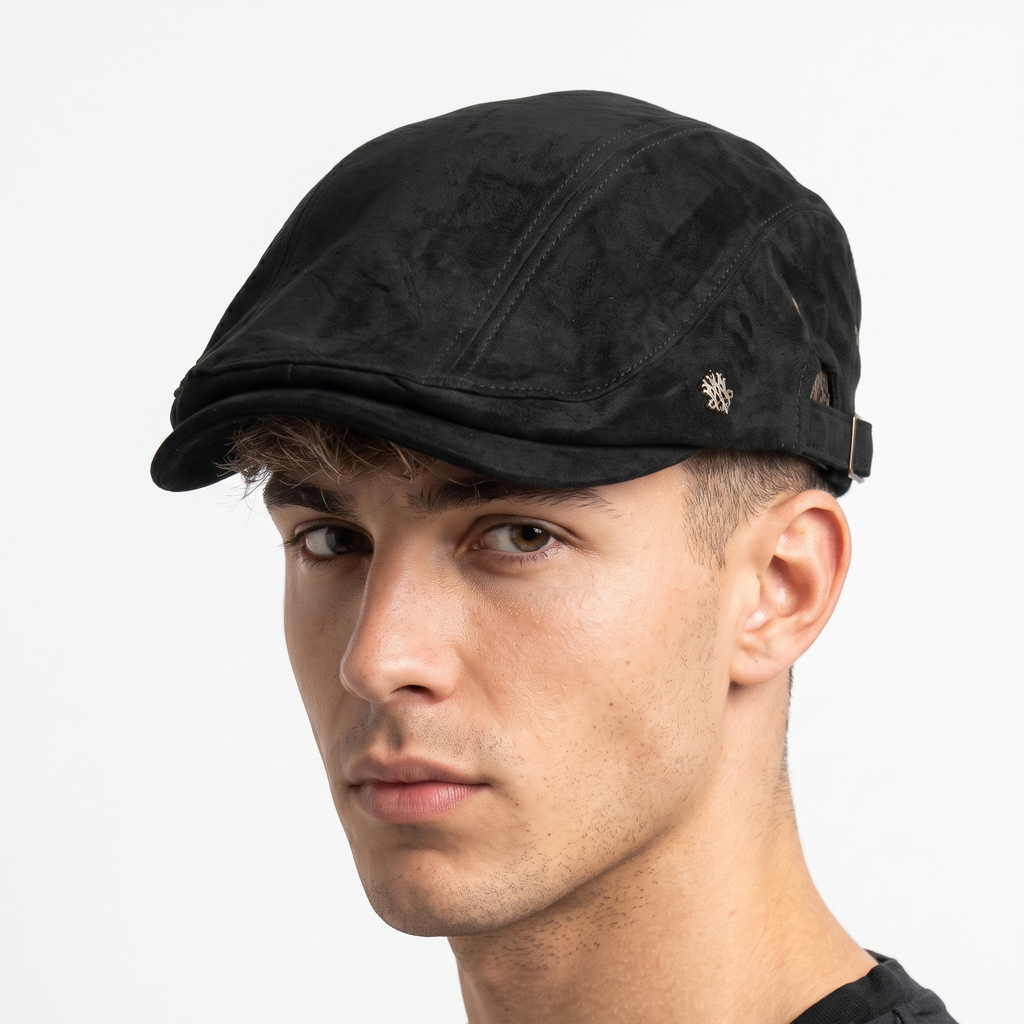 Thrifted MQUM Korea Black Driving Flat Cap - Size 57-59cm