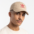 Thrifted Adidas Originals Khaki Baseball Cap - Pink Embroidered Trefoil