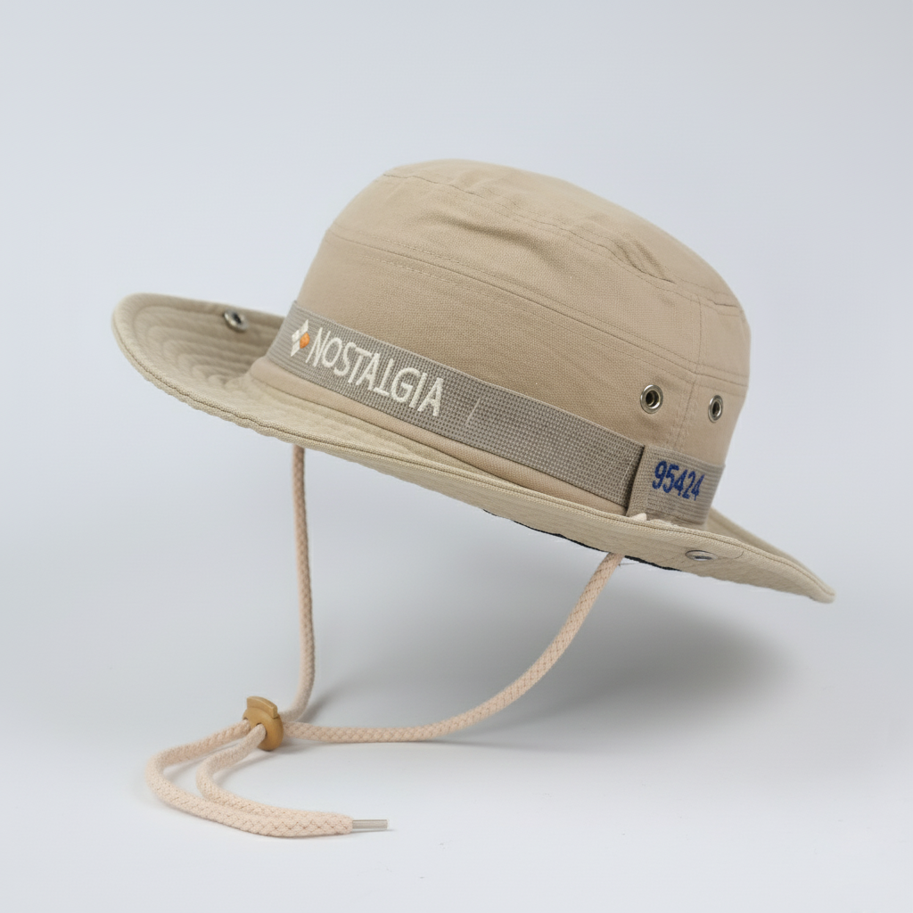 "The Nostalgia" Outdoor Boonie Hat with Chin Strap - Tan