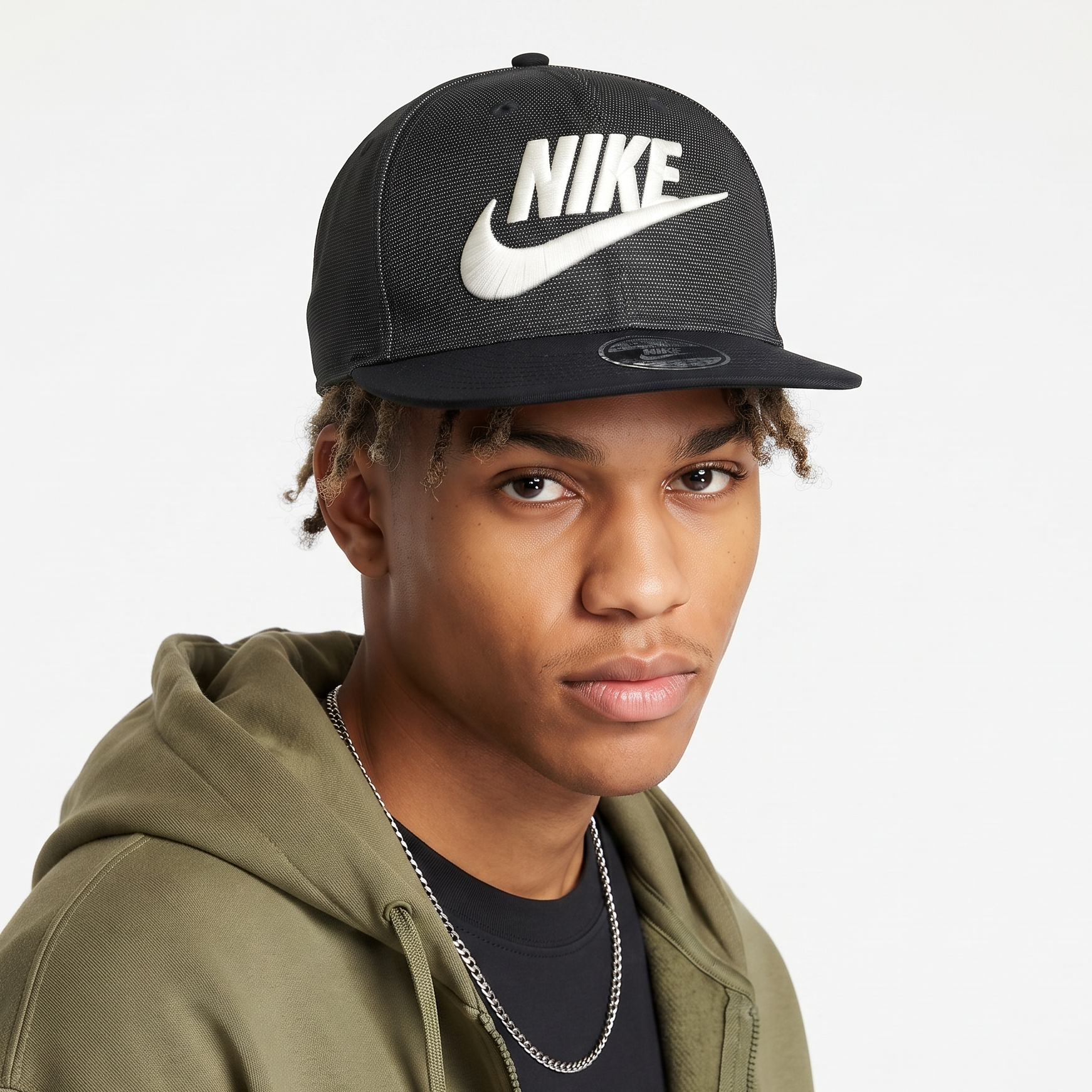Classic Nike Spellout Snapback Cap - Black Thrifted Wool Blend Hat