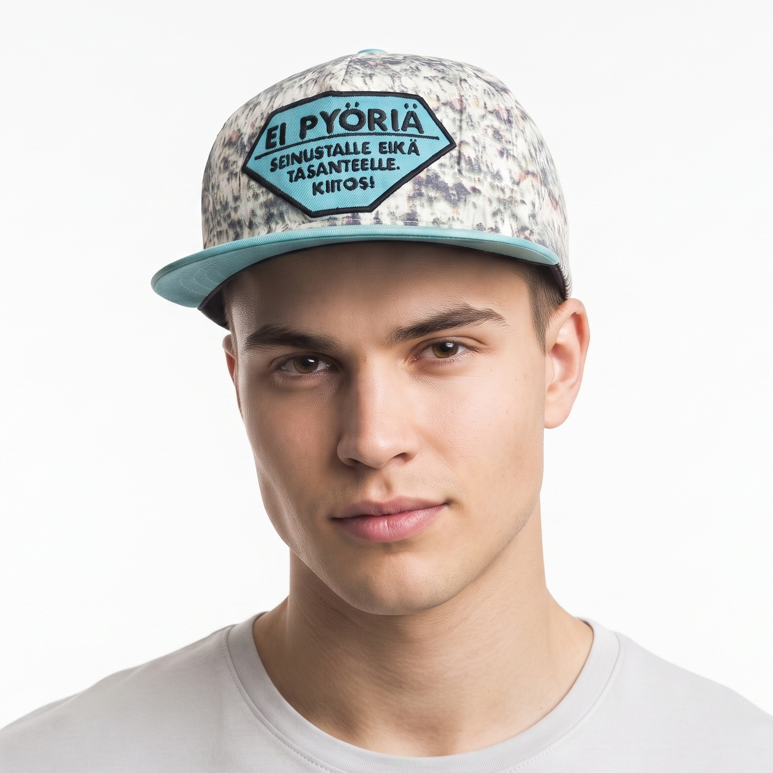 Thrifted Vintage Ei Pyöri Finnish Graphic Cap - Abstract Pattern Flat Bill Hat